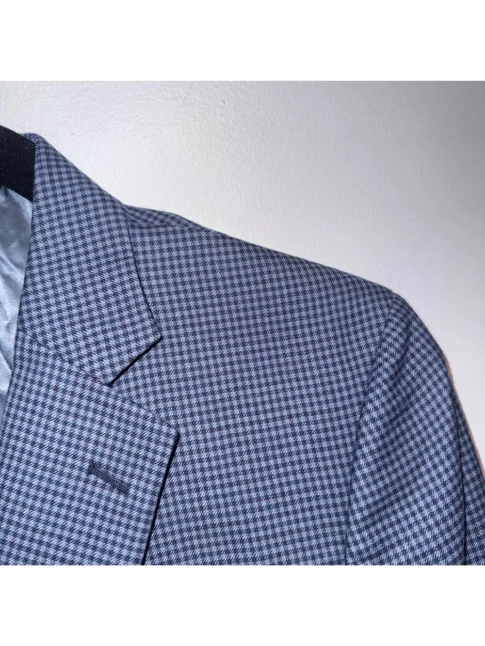 Brooks Brothers Regent Fit Mens Blue Houndstooth Blazer EU 56 UK 44R 100% Wool